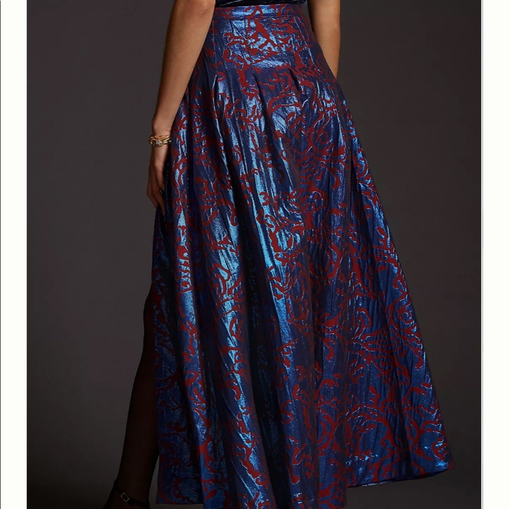 Anthropologie Blue and Red Maxi Skirt - Picture 2 of 15